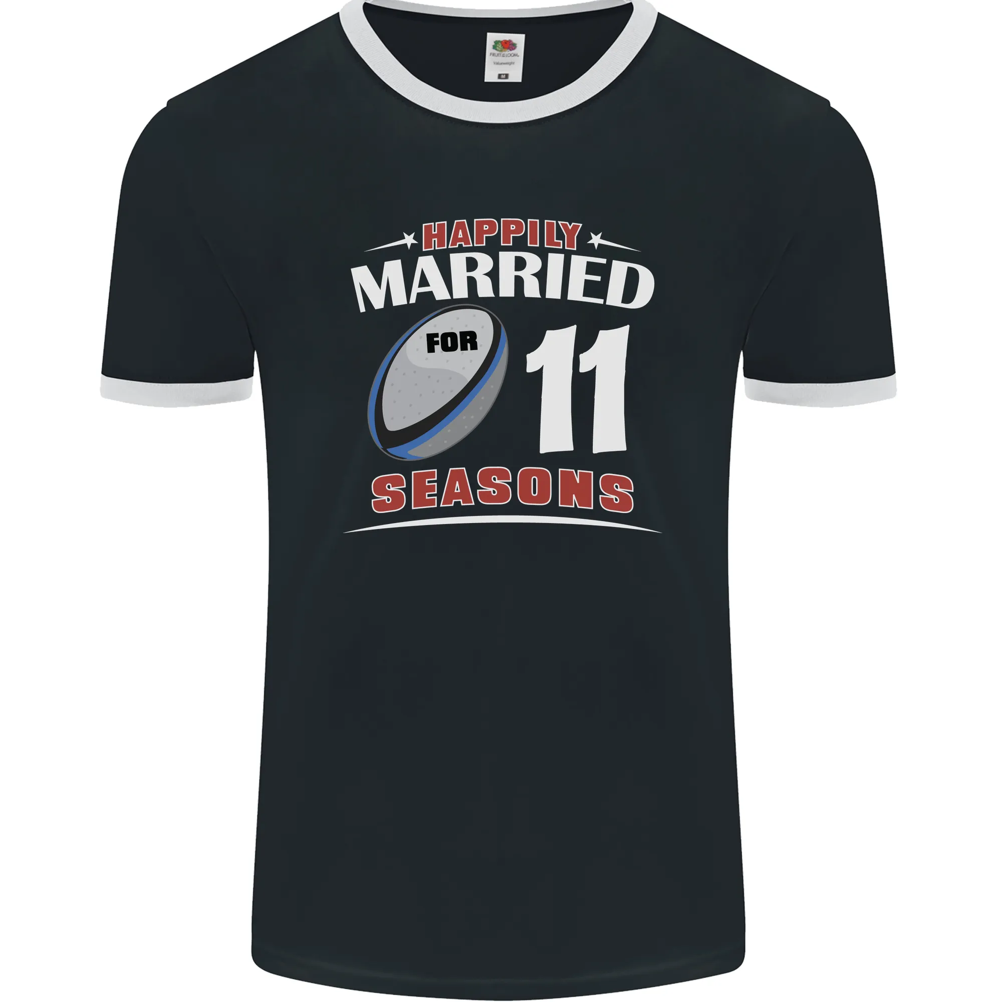 11 Year Wedding Anniversary 11th Rugby Mens Ringer T-Shirt FotL