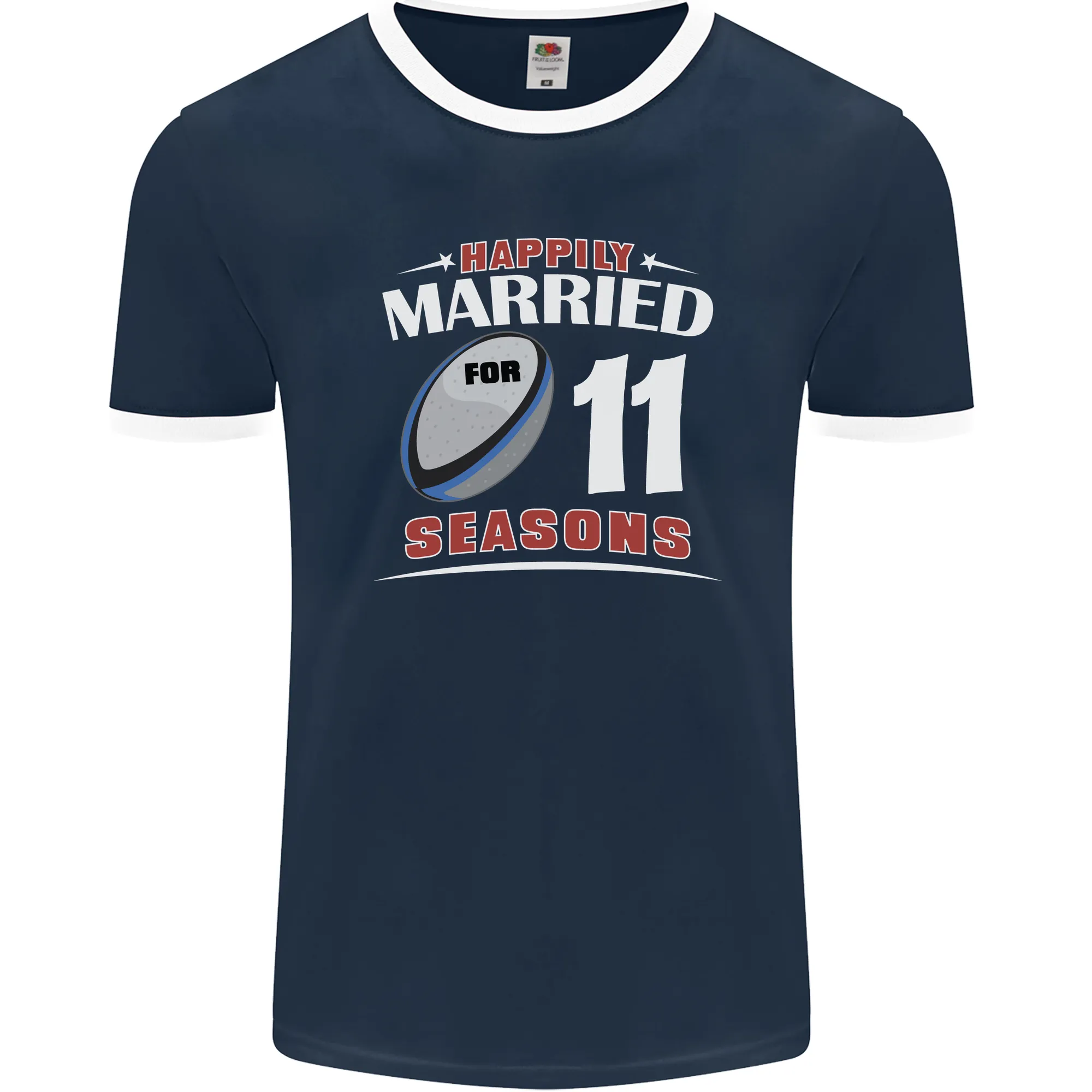 11 Year Wedding Anniversary 11th Rugby Mens Ringer T-Shirt FotL