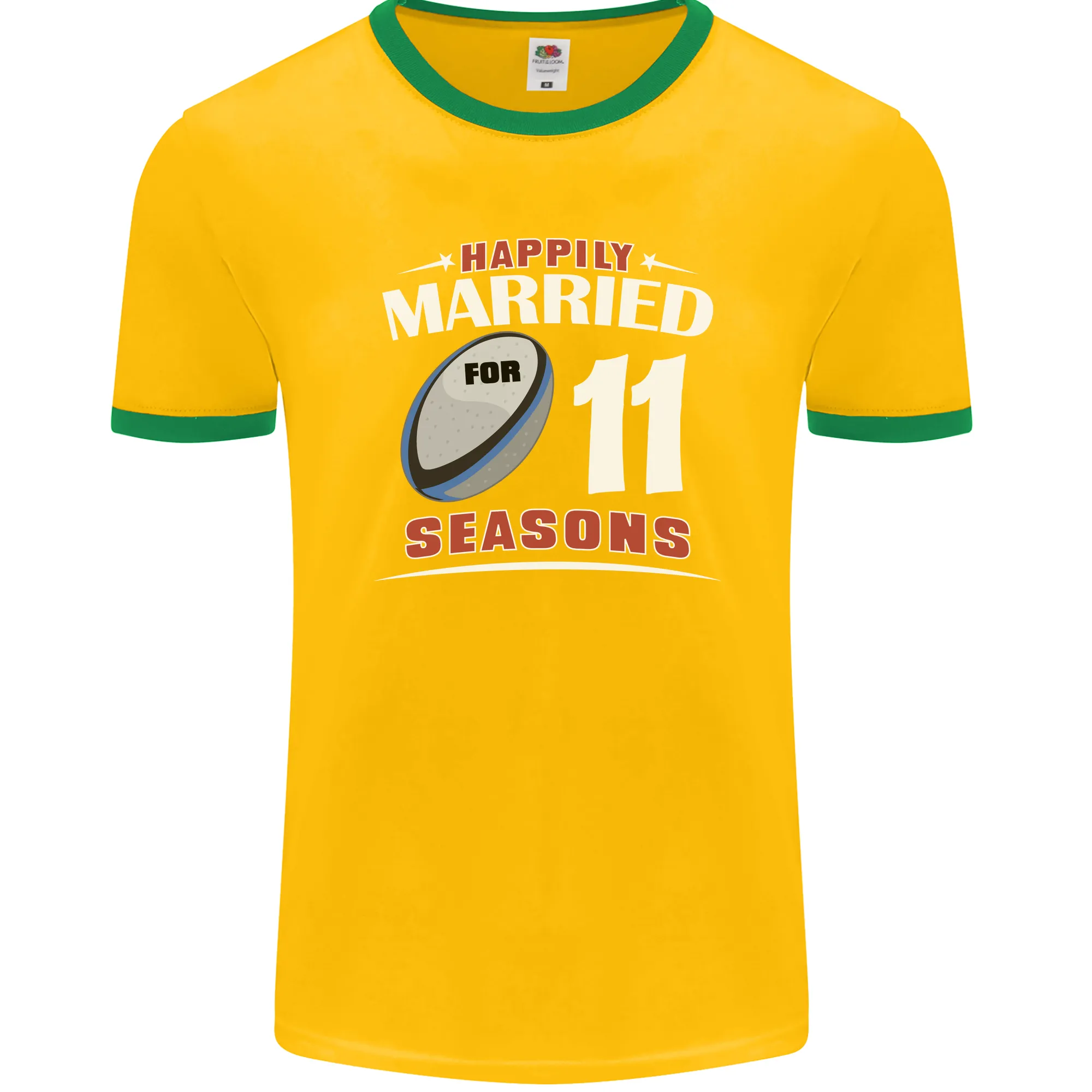 11 Year Wedding Anniversary 11th Rugby Mens Ringer T-Shirt FotL