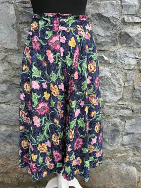 80s floral blue culottes uk 10