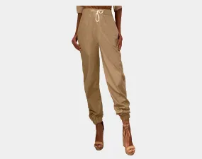 97 Vintage Taupe Vegan Leather Weekender Pants - The Vail