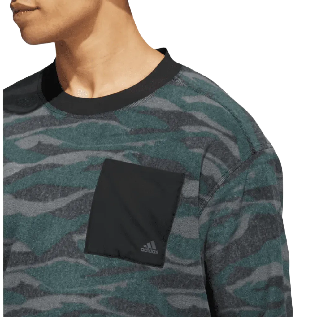 Adidas Texture-Print Crew Sweatshirt - Black