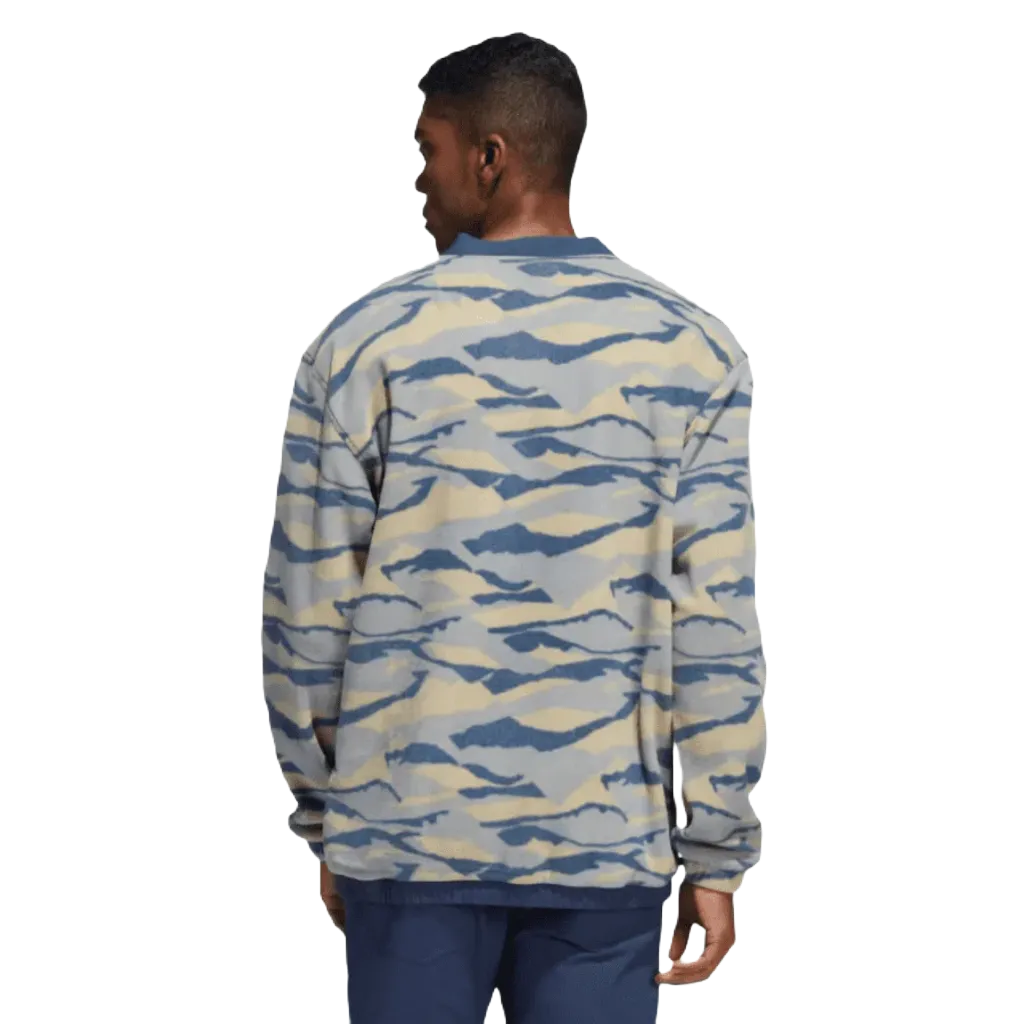 Adidas Texture-Print Crew Sweatshirt - Blue