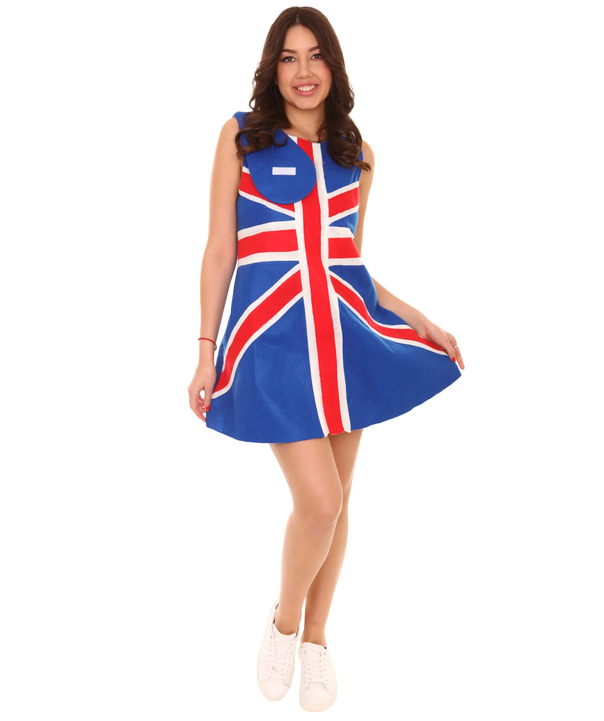 Adult Women's United Kingdom Flag Trolls Dress Costume | Patriotic Cosplay Costume