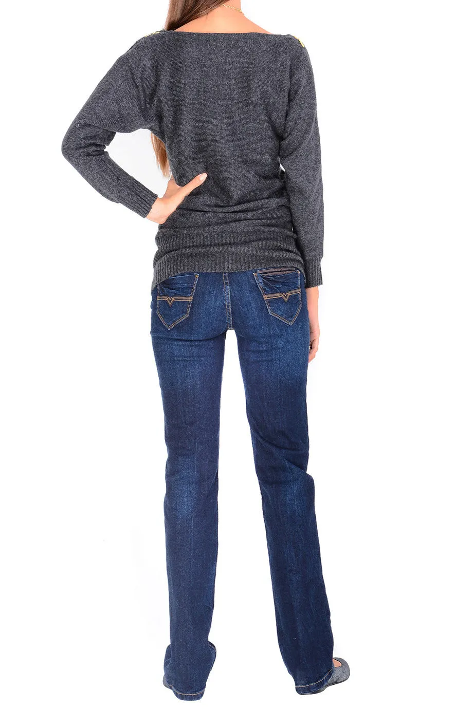 ALENE Charcoal Long Zipper Sweater