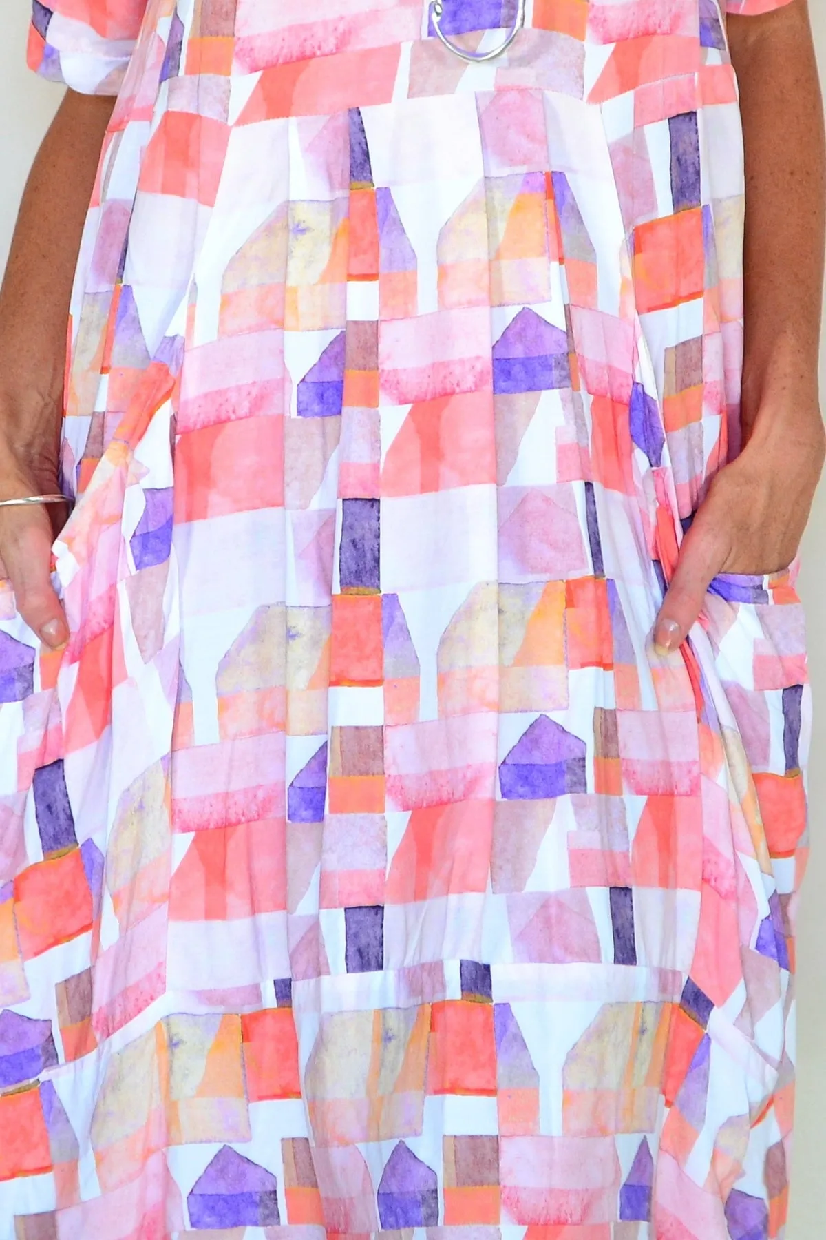 Aliya Watercolour Geometric Print Dress