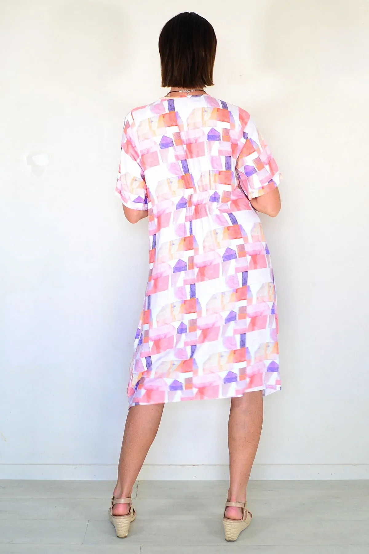 Aliya Watercolour Geometric Print Dress