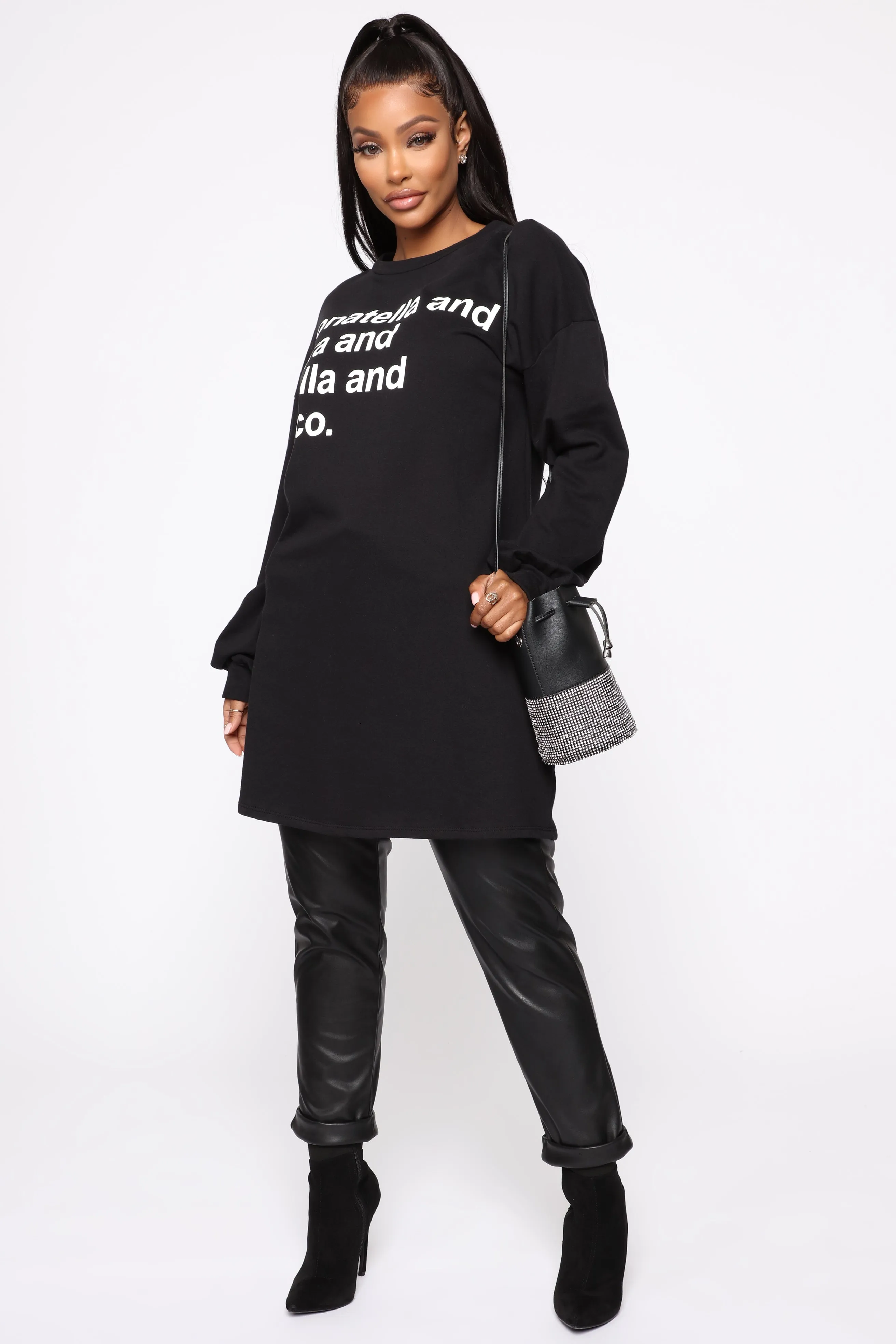 All My Friends Tunic Sweatshirt - Black