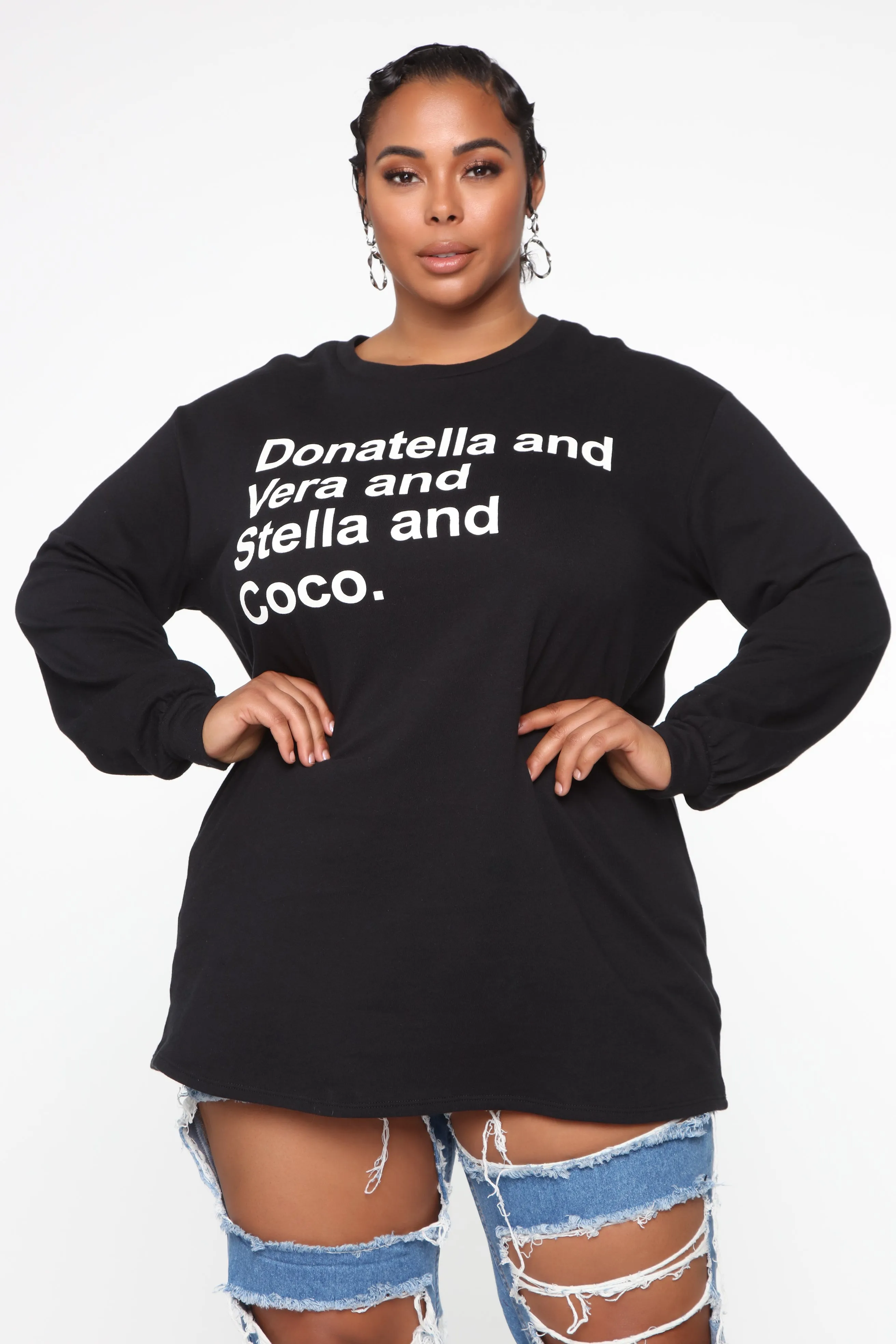 All My Friends Tunic Sweatshirt - Black