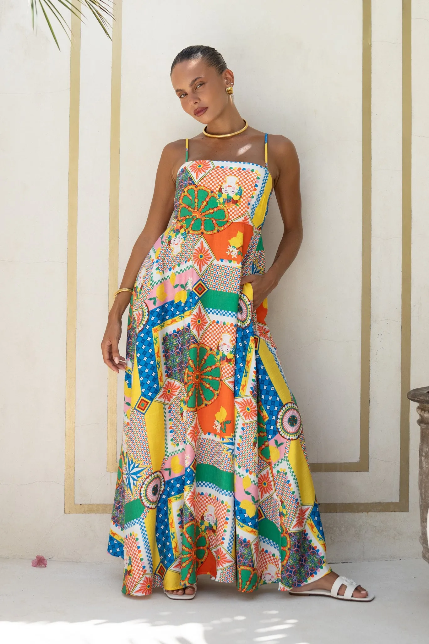 Allegra Multicolour Patchwork Maxi Dress