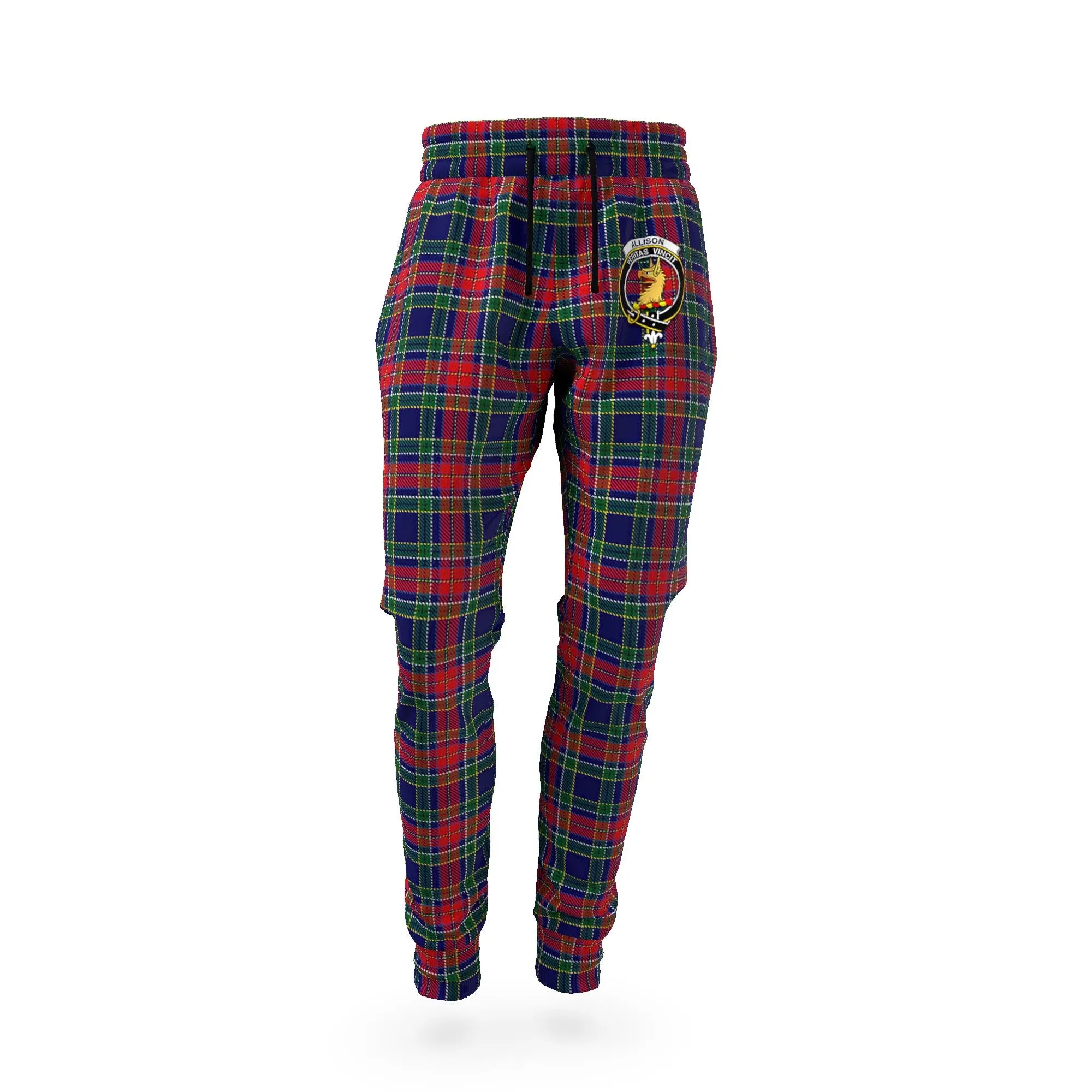 Allison Red Tartan Joggers Pants with Family Crest