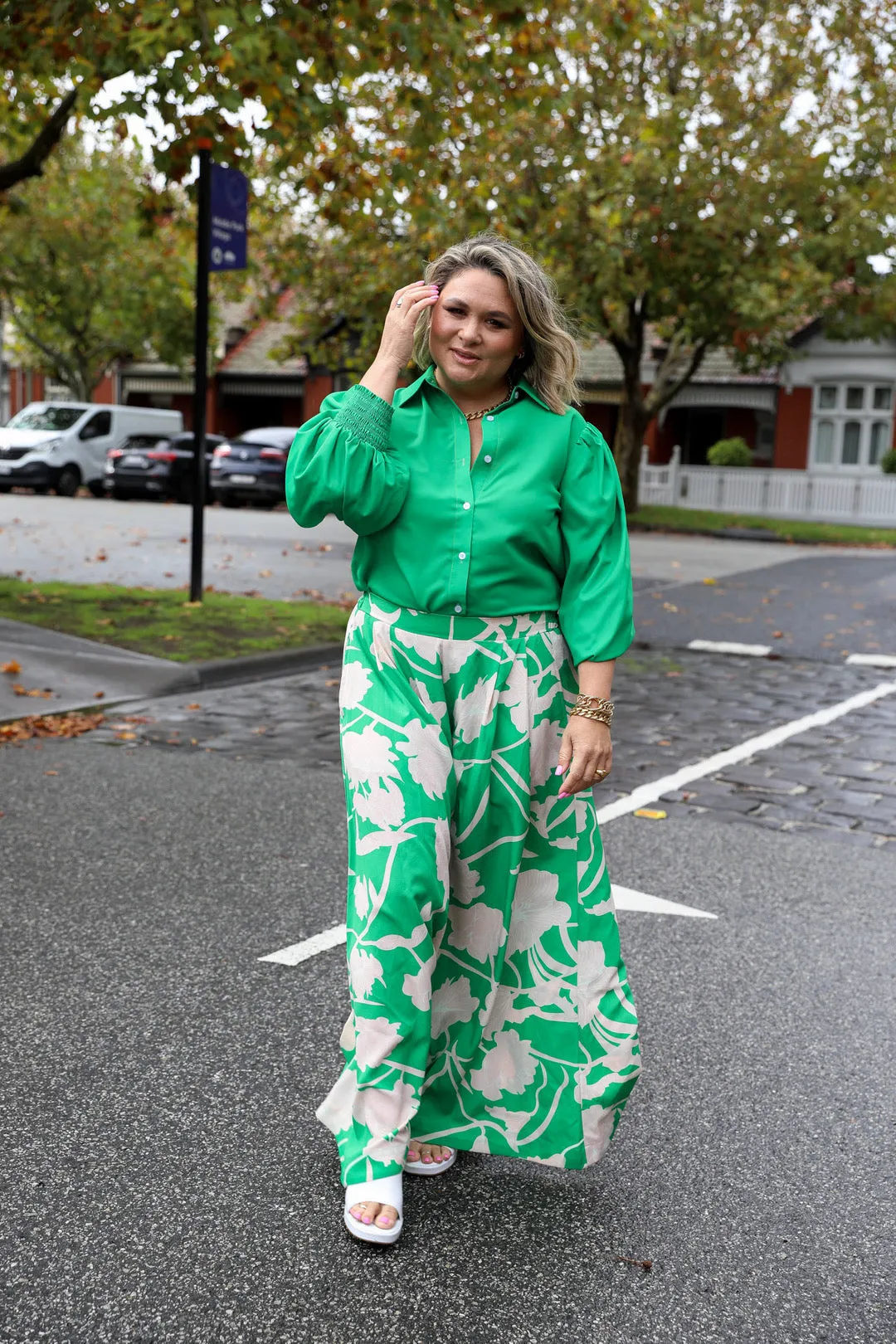 Alva Culottes - Green Leaf