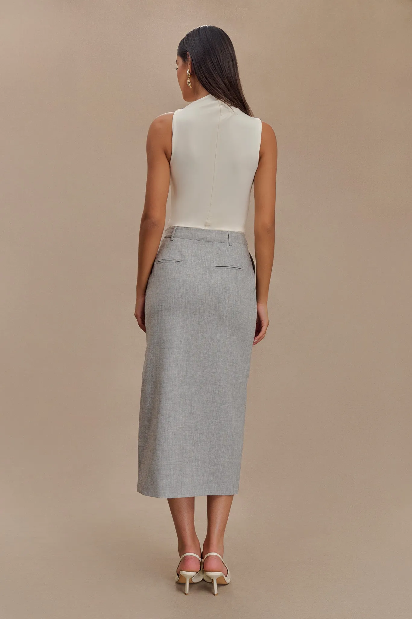 Ambrose Midi Skirt - Charcoal Marle