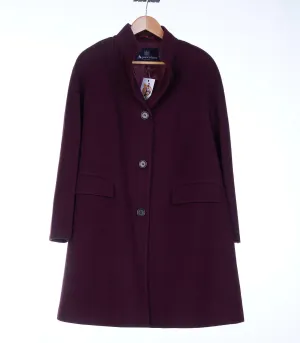 Aquascutum of London Wool Blend Burgundy Coat UK Size 10