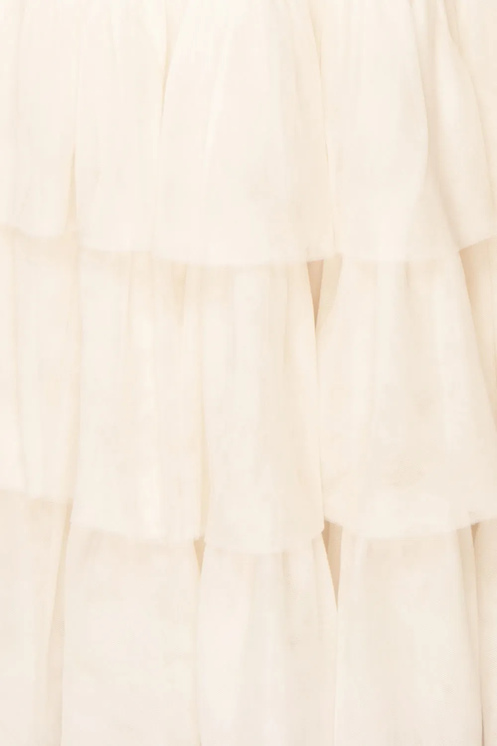 Ariette | Ivory High-Waisted Tiered Tulle Skirt