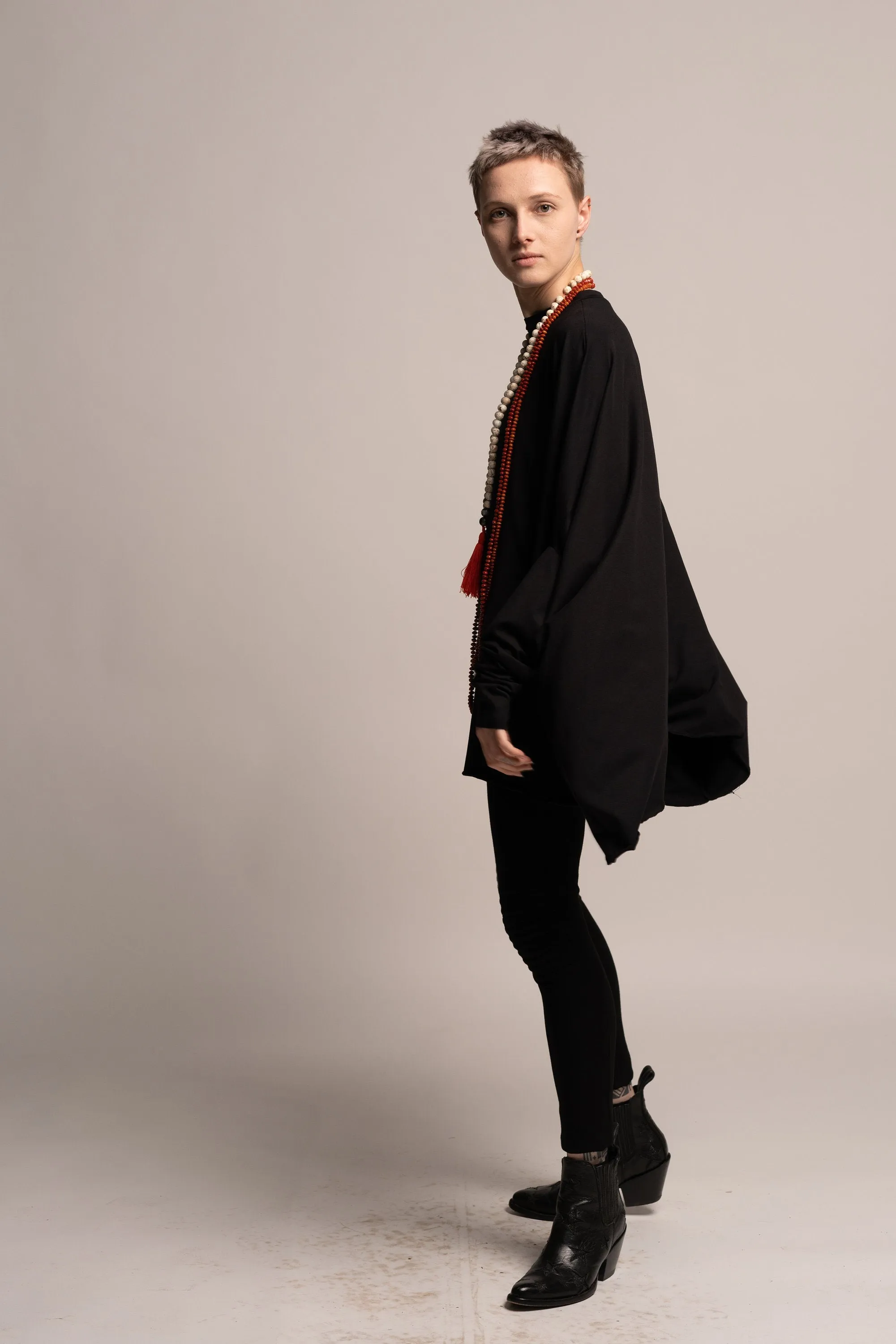 Asymmetrical Loose Black Tunic Top