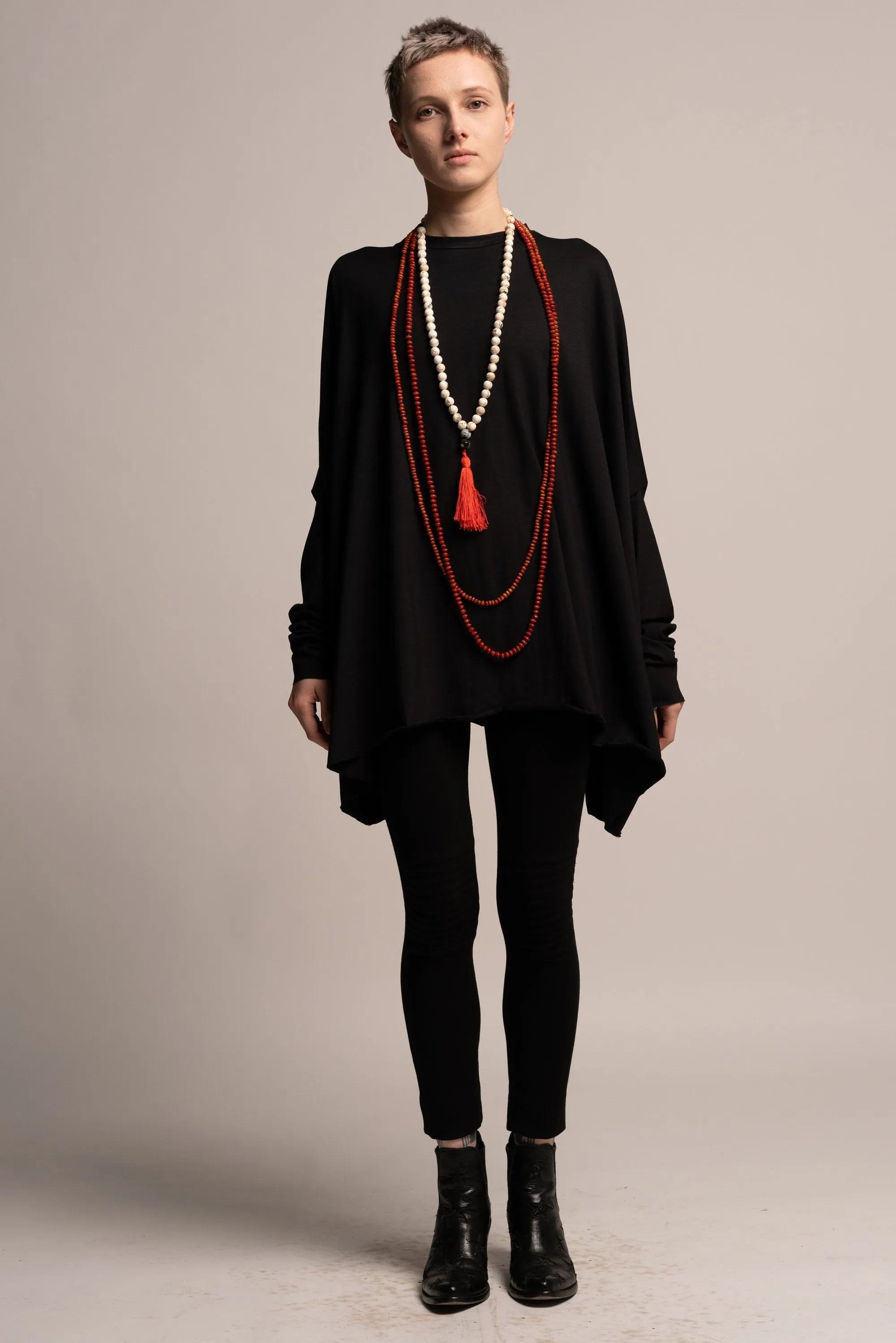 Asymmetrical Loose Black Tunic Top