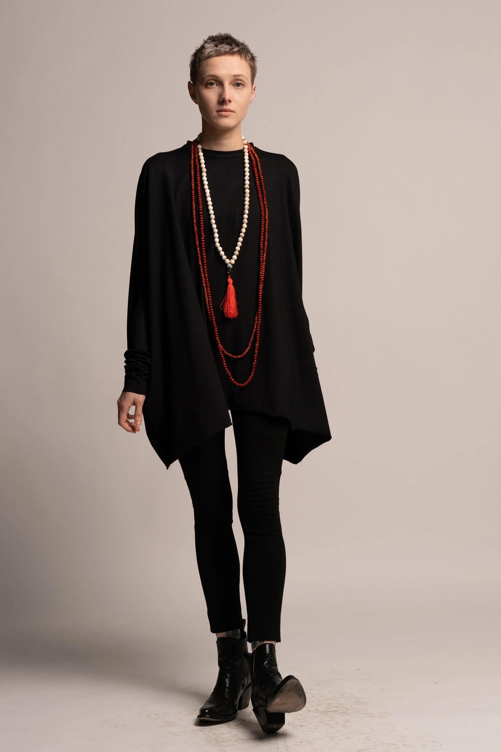 Asymmetrical Loose Black Tunic Top