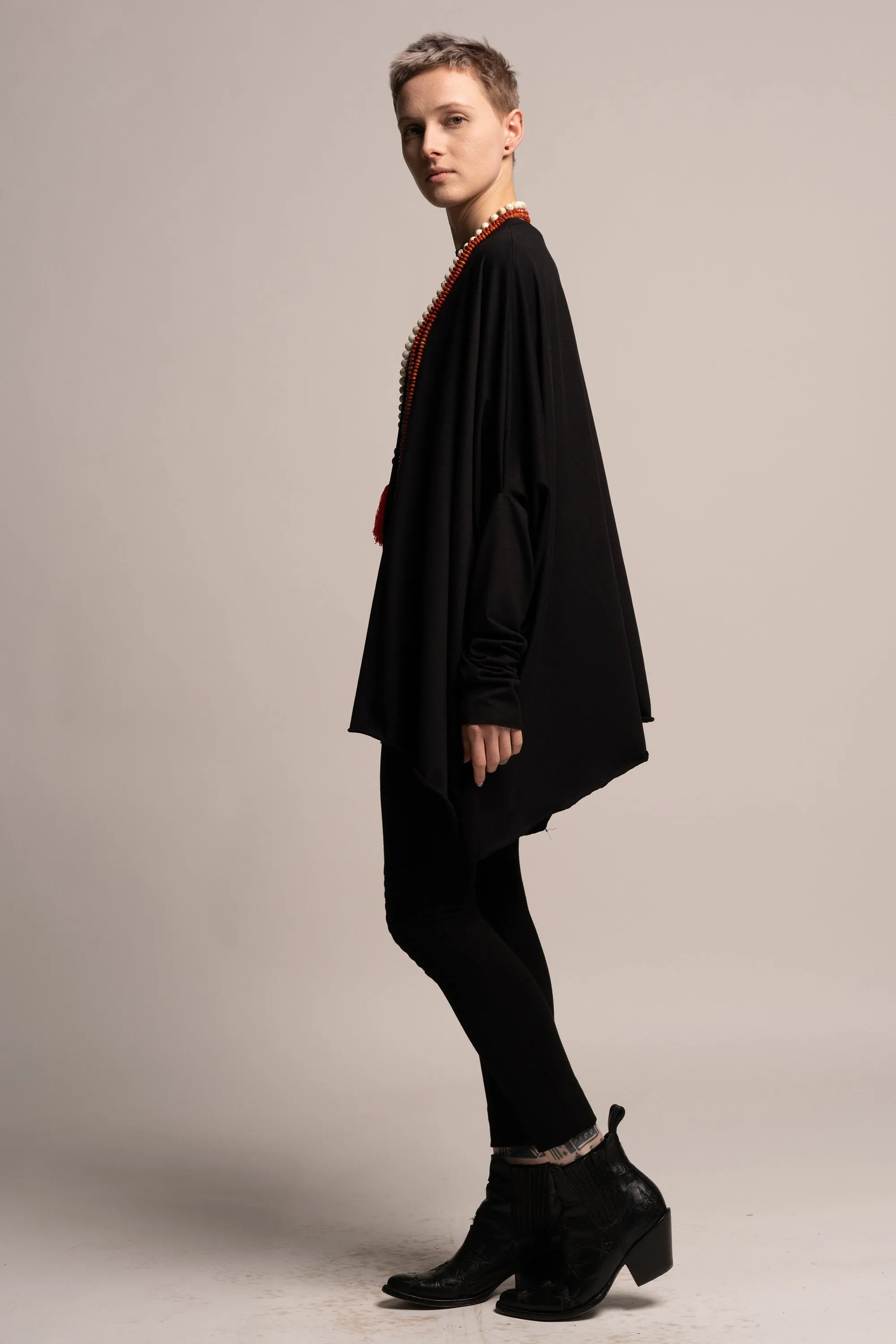 Asymmetrical Loose Black Tunic Top