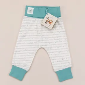 Baby Joggers - Unisex Story Print - Ocean Blue Trim