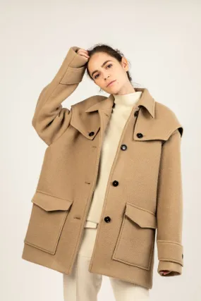 Baby Lama Wool Coat with Detachable Cape