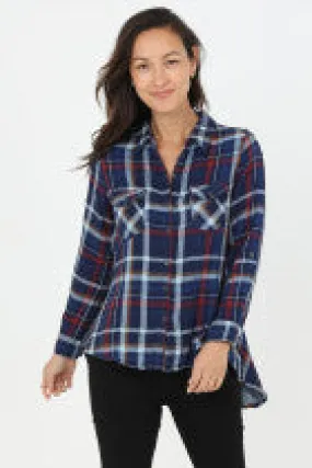 Back Lace Plaid Tunic