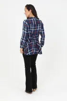 Back Lace Plaid Tunic