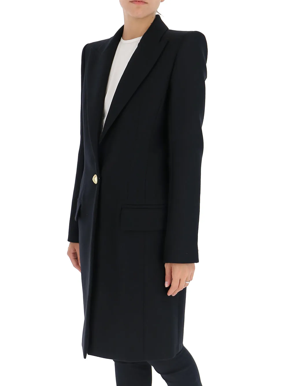 Balmain High Shoulders Tailored Coat