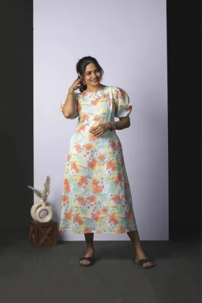 Beach And Peach Floral Maternity Nursing Dress