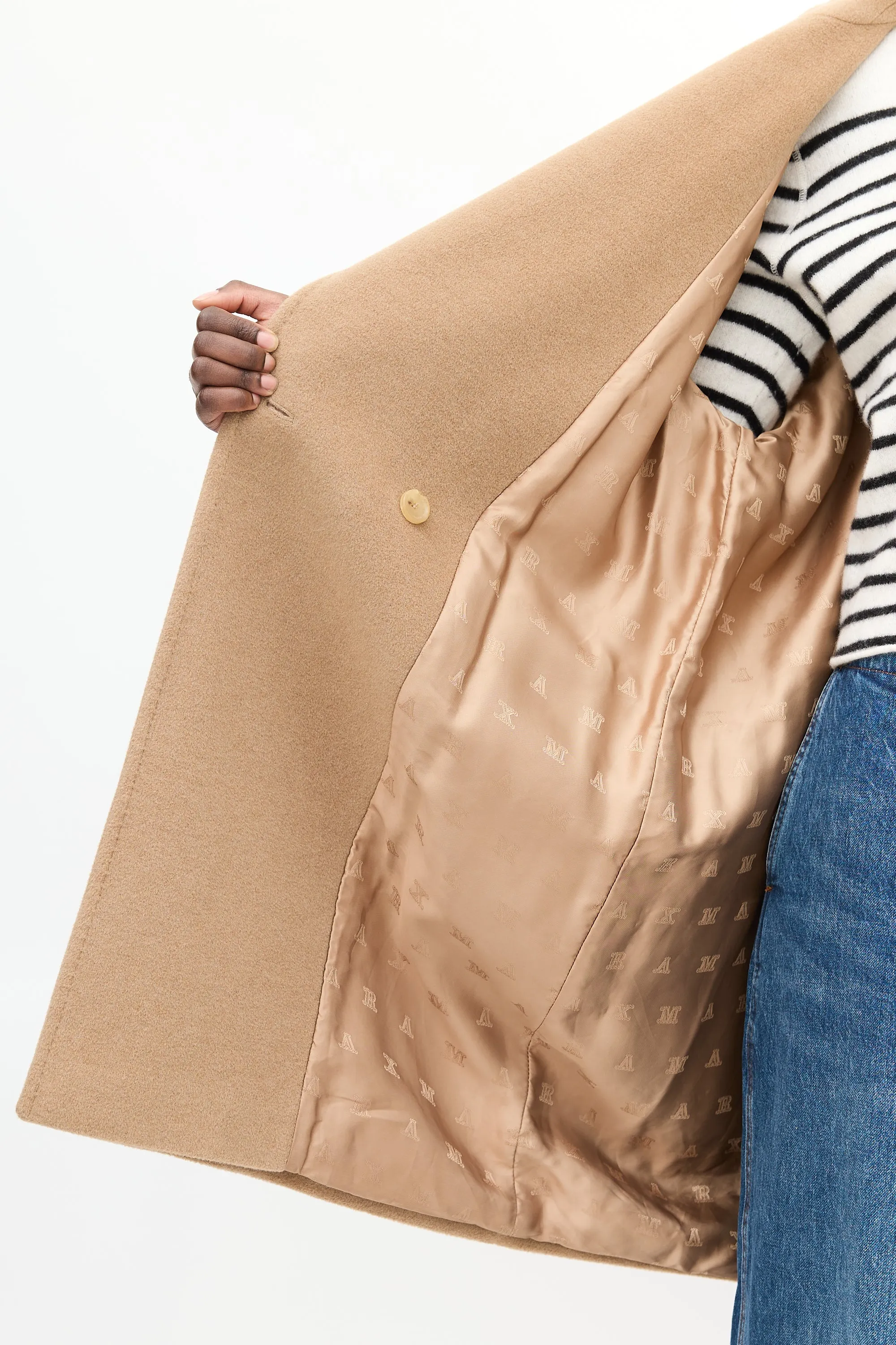 Beige Wool Puff Sleeve Coat