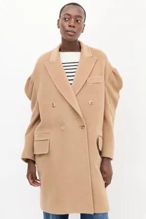 Beige Wool Puff Sleeve Coat