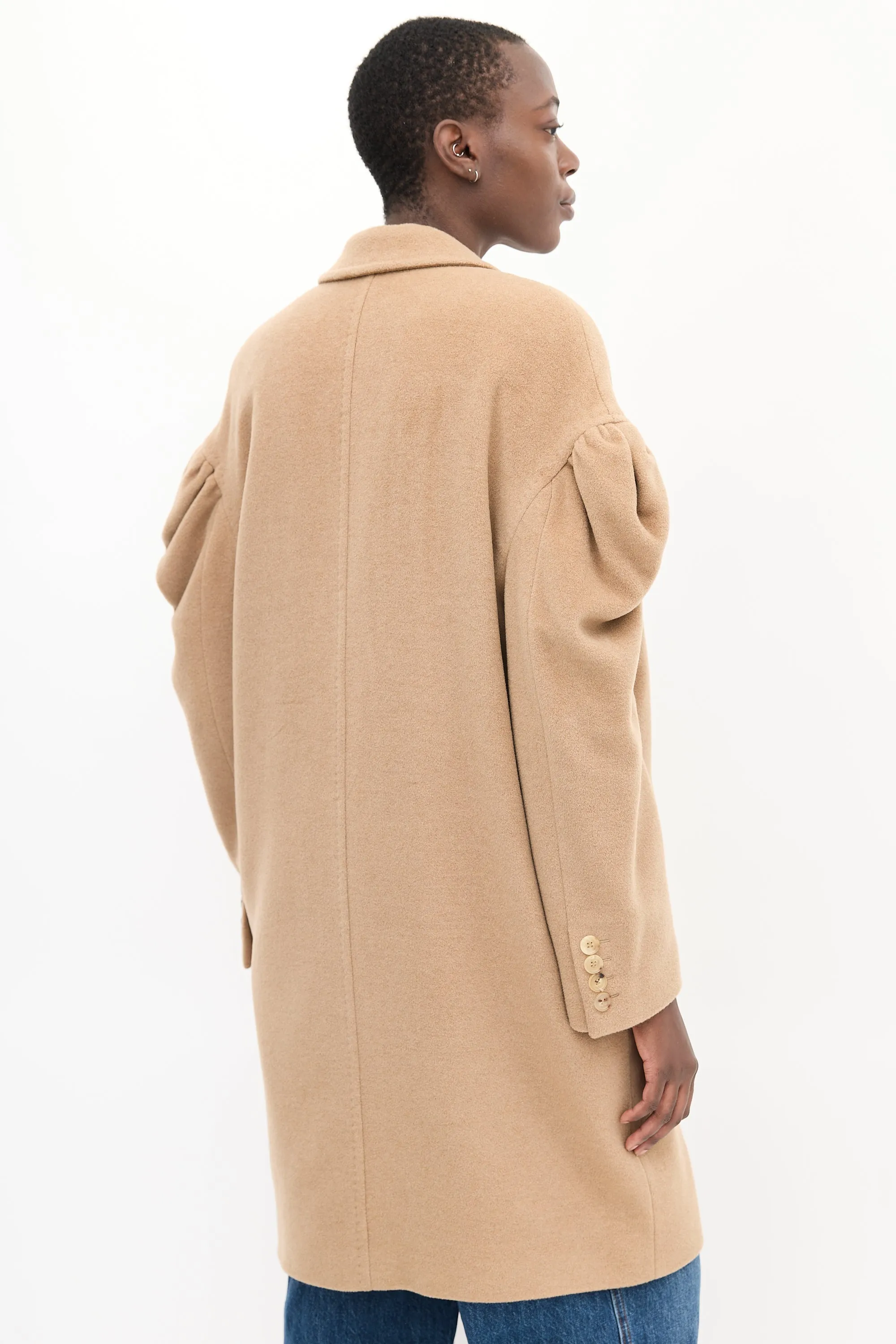 Beige Wool Puff Sleeve Coat