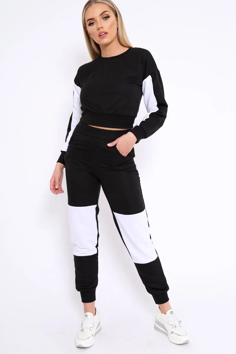 Black and White Colour Block Loungewear Set - Elody