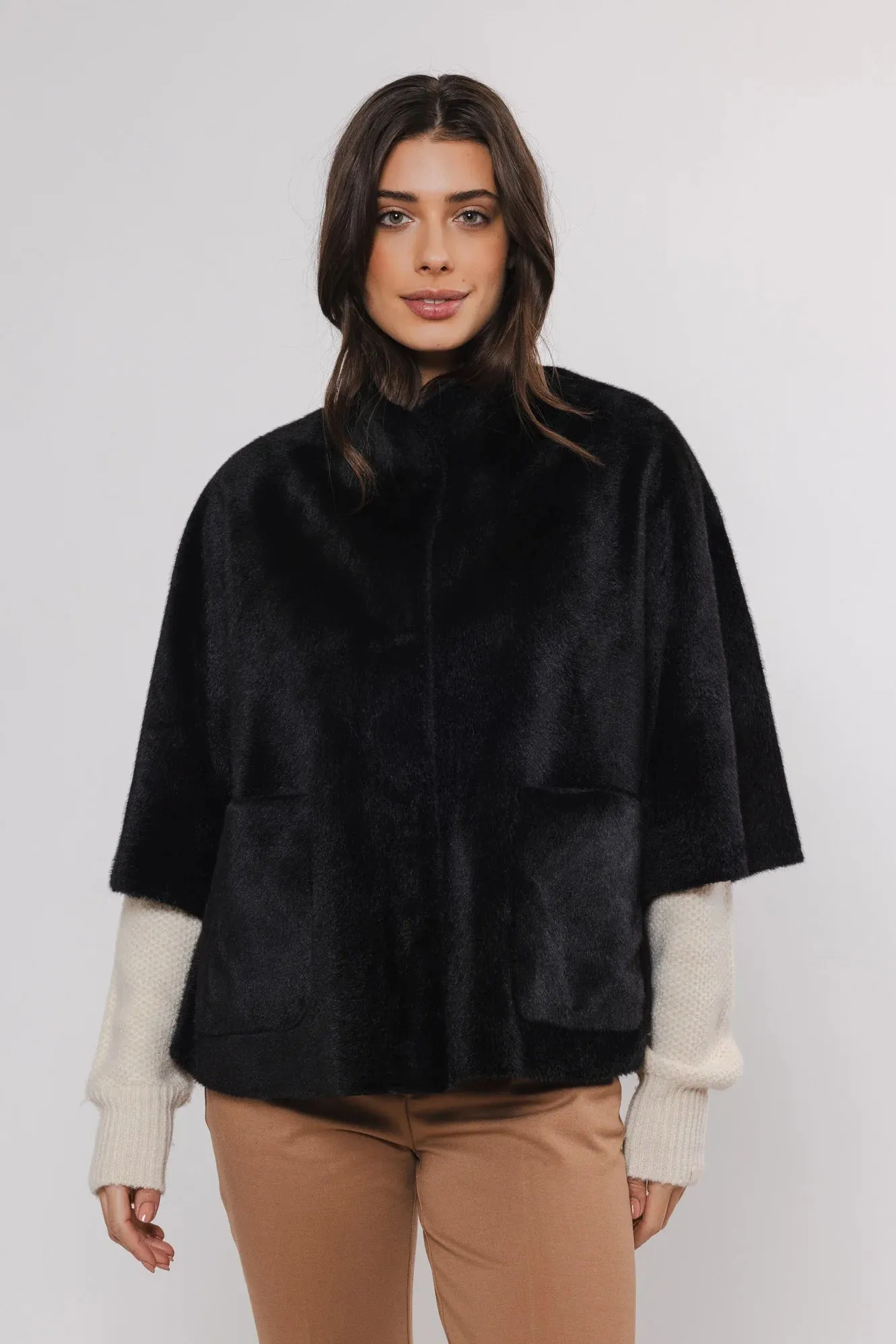 Black Faux Fur Cape