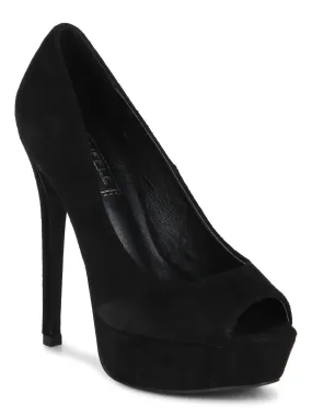 Black Microfibre Pump Stilettos