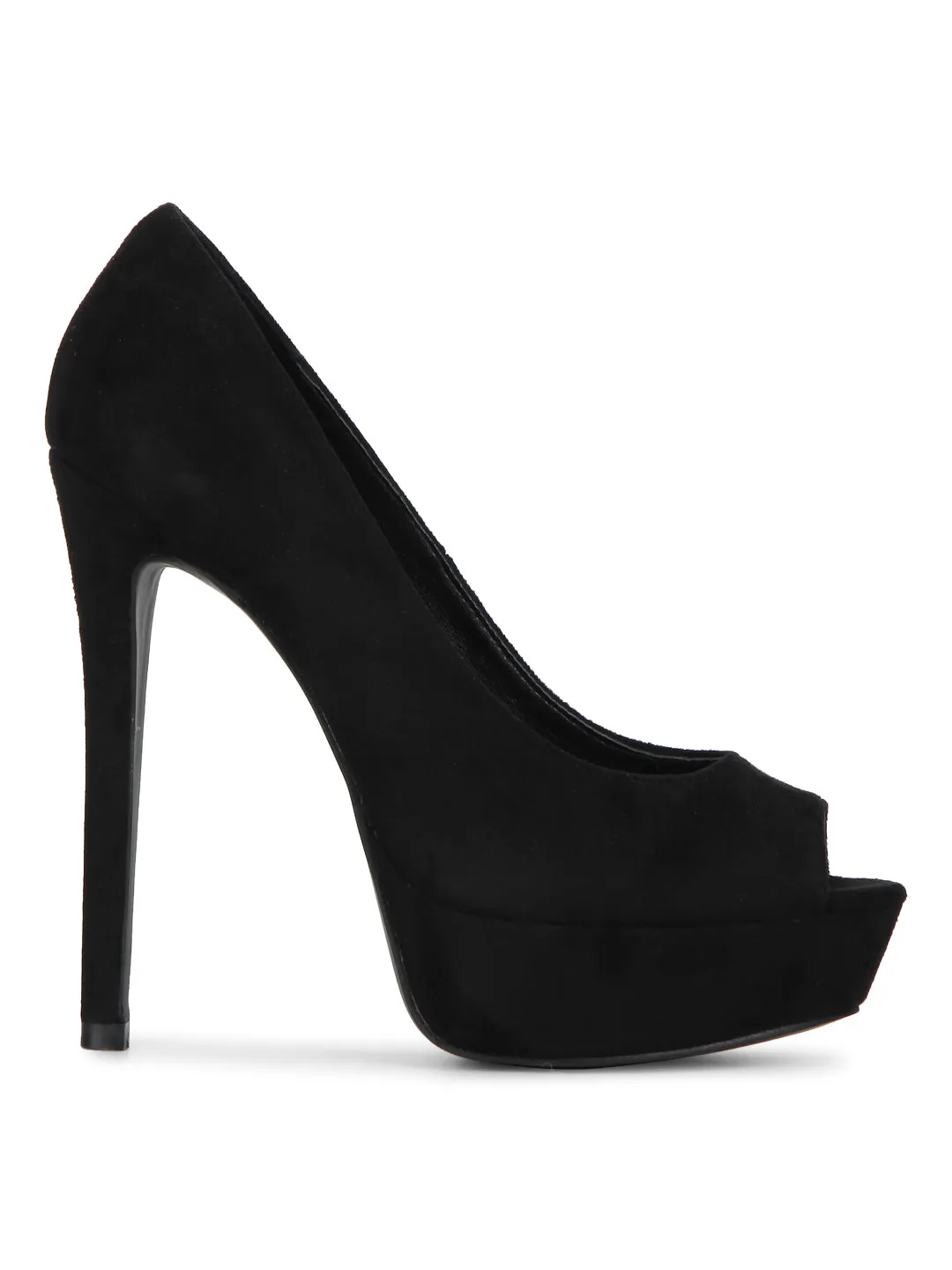 Black Microfibre Pump Stilettos