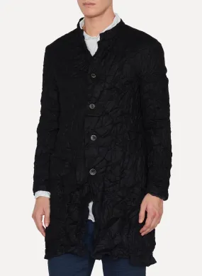 Black Milled Silk Cashmere Pocket Coat