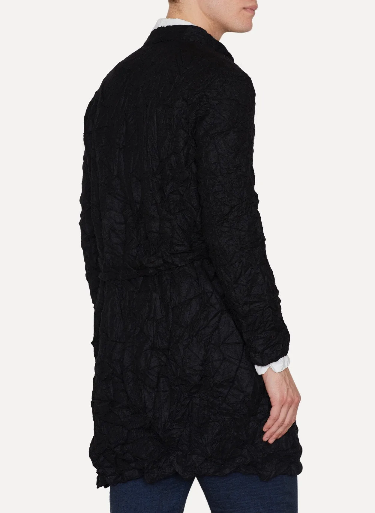 Black Milled Silk Cashmere Pocket Coat