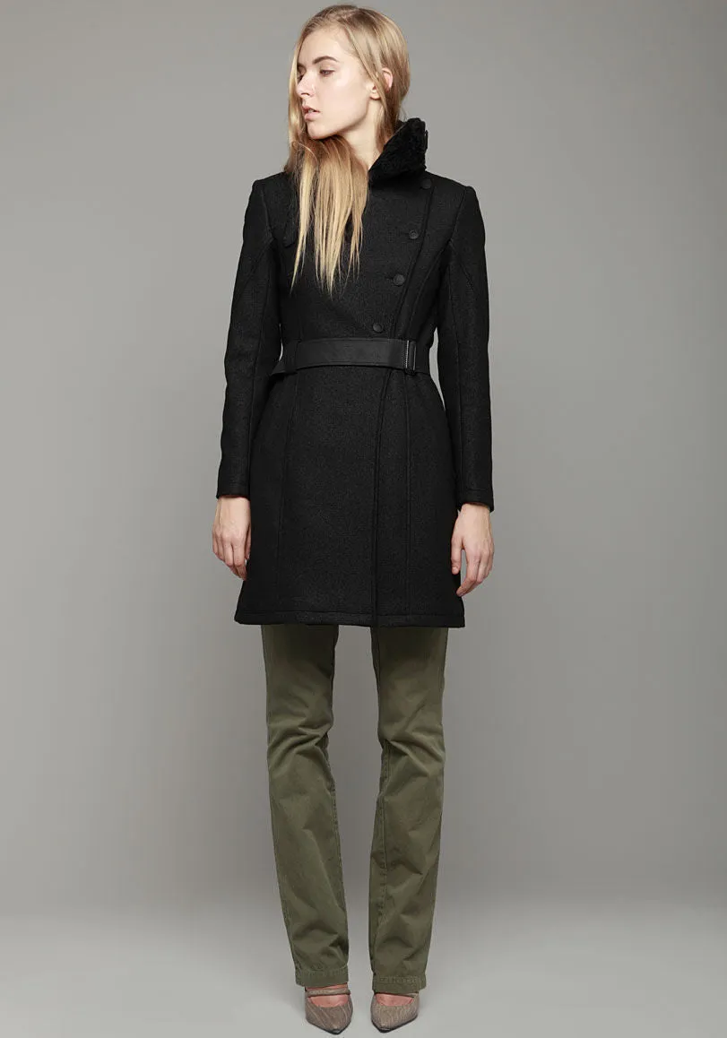 Black Wool Driving Coat