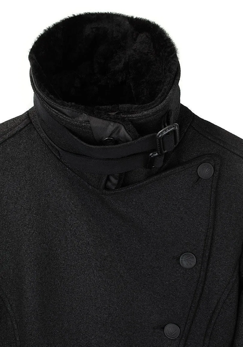 Black Wool Driving Coat