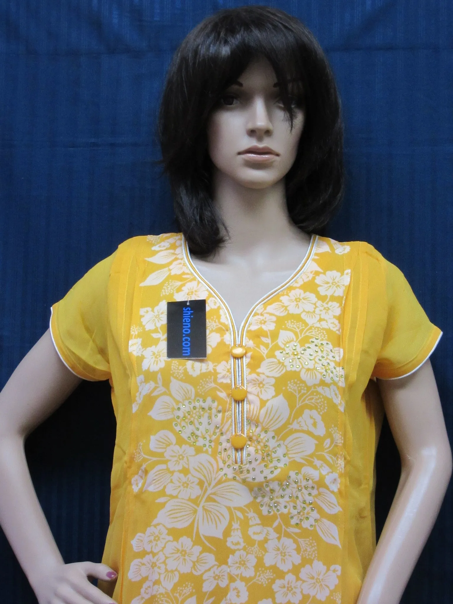 Blouse 4051 Saffron Georgette Large Kurti Tunic Shirt Shieno Sarees