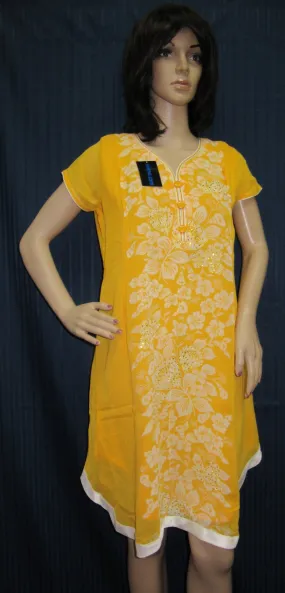 Blouse 4051 Saffron Georgette Large Kurti Tunic Shirt Shieno Sarees