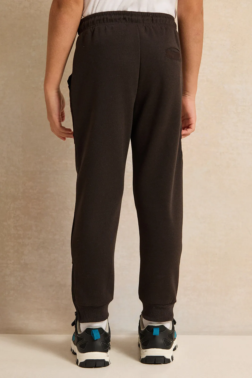 Boys Black Nylon Jog Pants