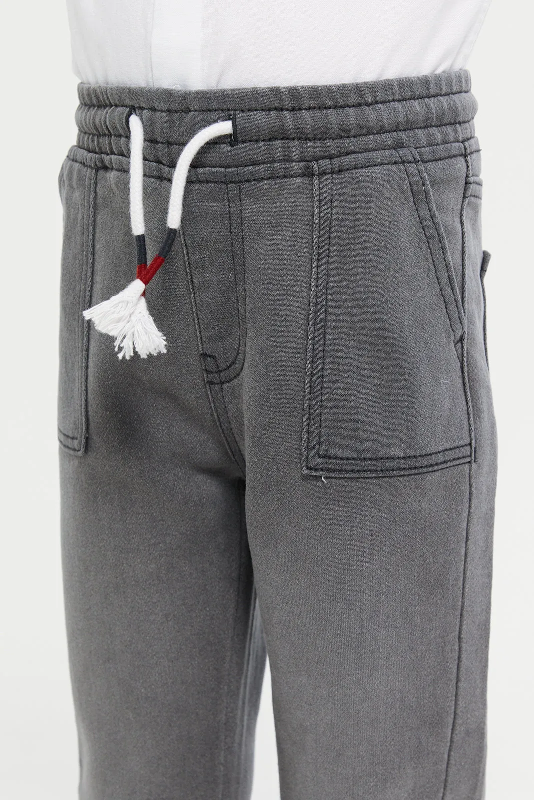 Boys Grey Denim Joggers