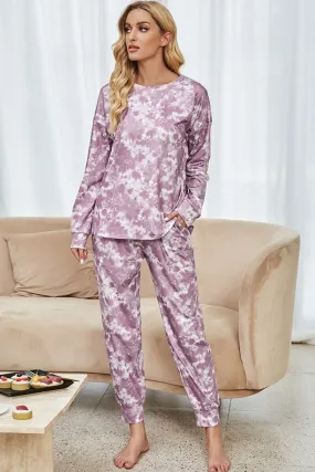 Brea Tie-Dye Long Sleeve Top and Drawstring Joggers Lounge Set