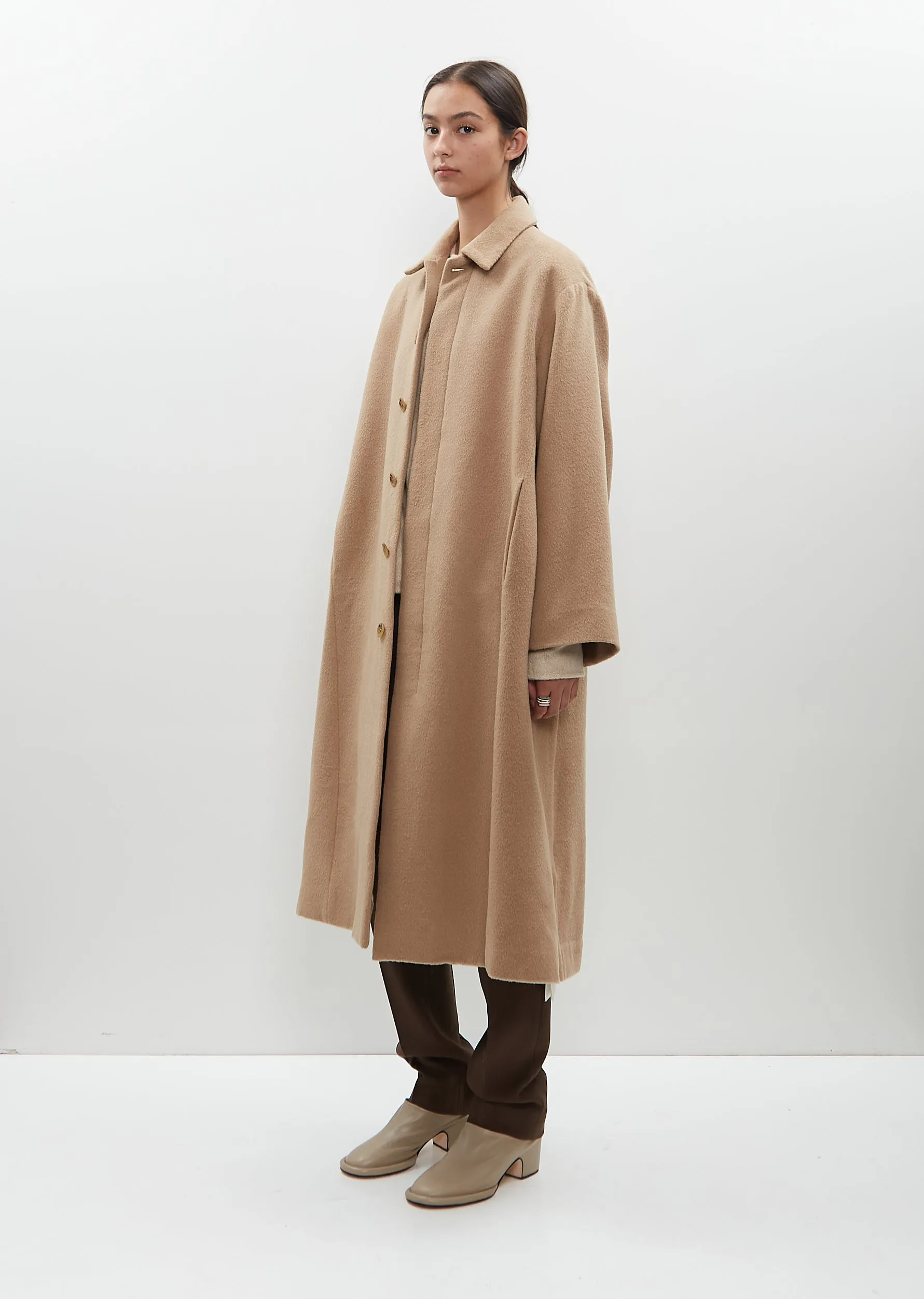 Brushed Alpaca Wool Car Coat