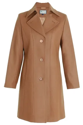 Busy Clothing Womens 3/4 Wool Blend Dark Camel Coat