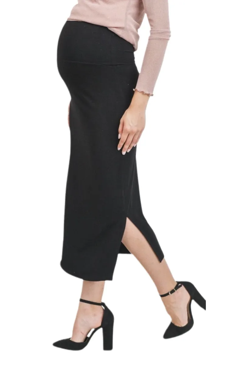 Calf Length Black Maternity Skirt Style 2261