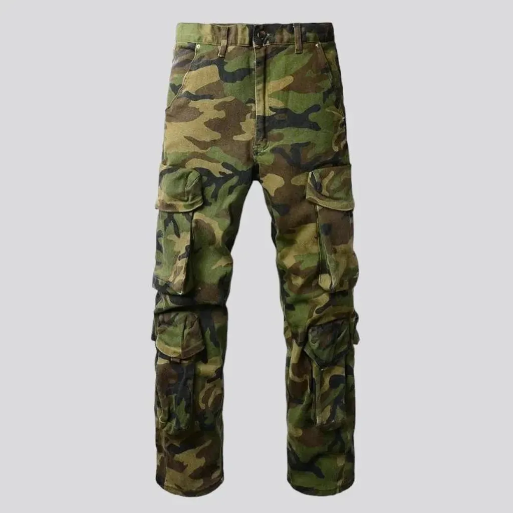 Camouflage men's denim pants