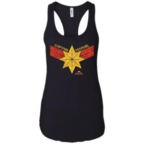 Captain Marvel Distressed Star Ribbon Logo Women Tank Top